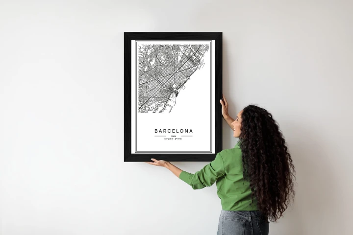 Plakat Mapa Miasta Barcelona W Czerni I Bieli