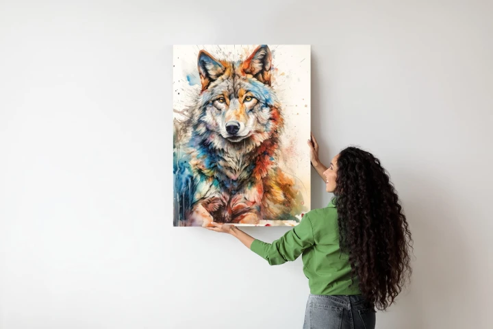 Plakat Wielokolorowy Wilk Portret