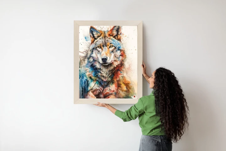 Plakat Wielokolorowy Wilk Portret