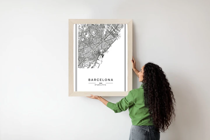 Plakat Mapa Miasta Barcelona W Czerni I Bieli