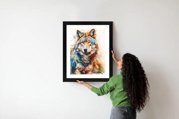 Plakat Wielokolorowy Wilk Portret