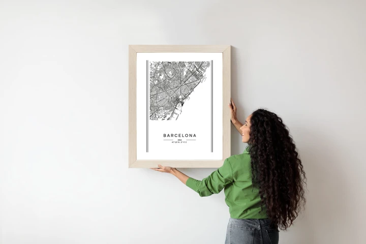 Plakat Mapa Miasta Barcelona W Czerni I Bieli