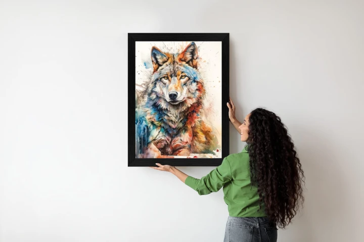Plakat Wielokolorowy Wilk Portret