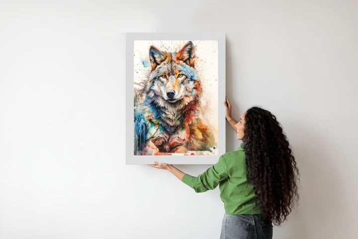 Plakat Wielokolorowy Wilk Portret