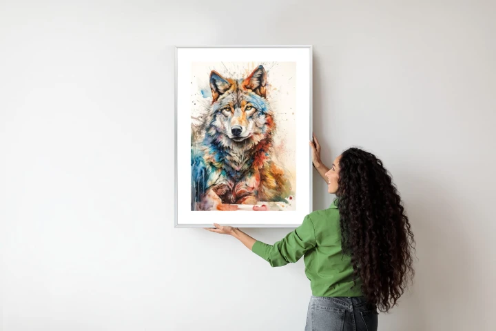 Plakat Wielokolorowy Wilk Portret
