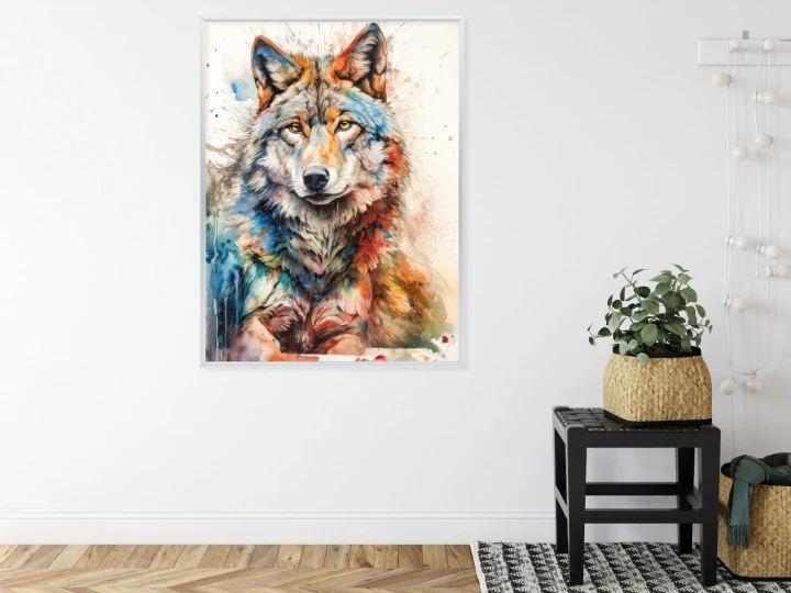 Plakat Wielokolorowy Wilk Portret