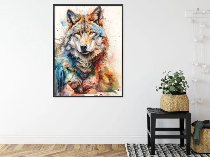Plakat Wielokolorowy Wilk Portret