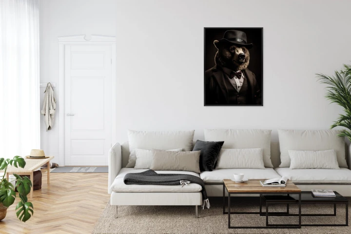 Plakat Portret Niedźwiedzia W Garniturze I Kapeluszu