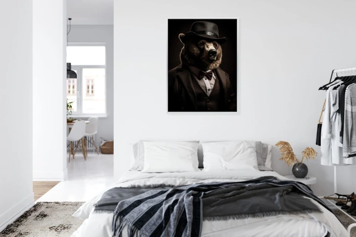 Plakat Portret Niedźwiedzia W Garniturze I Kapeluszu