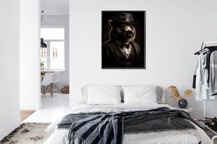 Plakat Portret Niedźwiedzia W Garniturze I Kapeluszu