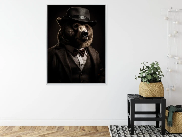Plakat Portret Niedźwiedzia W Garniturze I Kapeluszu