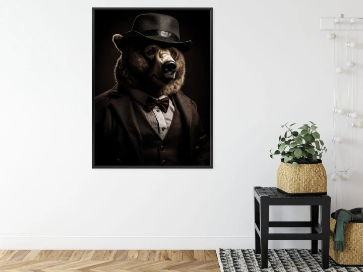 Plakat Portret Niedźwiedzia W Garniturze I Kapeluszu
