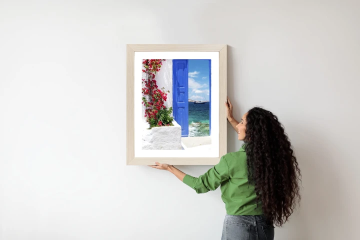 Plakat Tradycyjne Greckie Drzwi Z Widokiem Na Morze