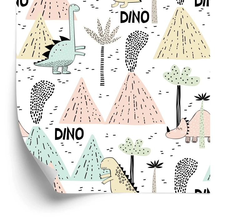 Tapeta Dla Chłopca, Dinozaury, Pastelowe Wulkany