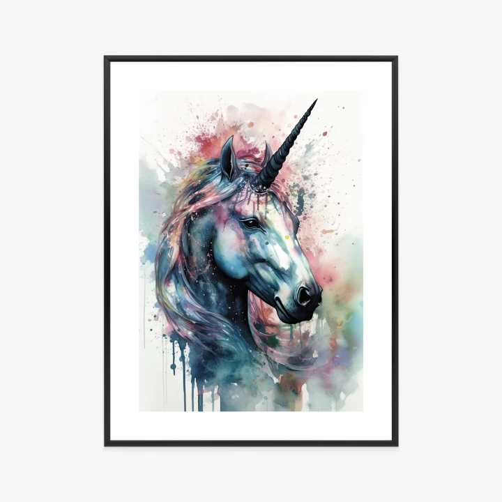 Plakat Pastelowa Akwarela Z Jednorożcem