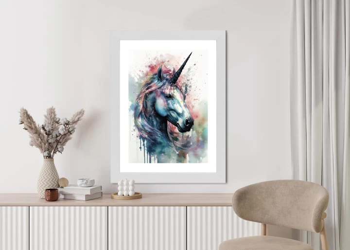 Plakat Pastelowa Akwarela Z Jednorożcem