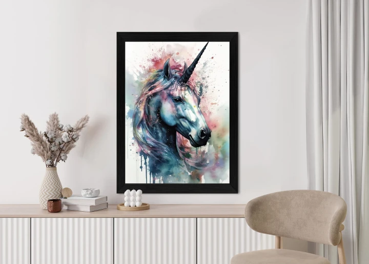 Plakat Pastelowa Akwarela Z Jednorożcem