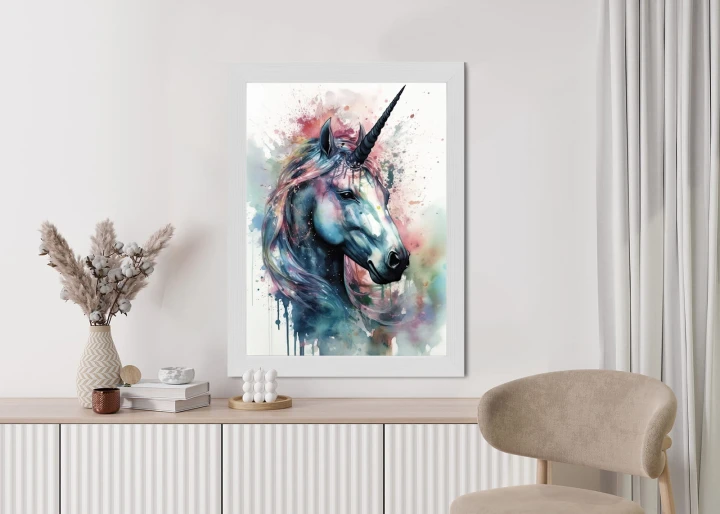 Plakat Pastelowa Akwarela Z Jednorożcem