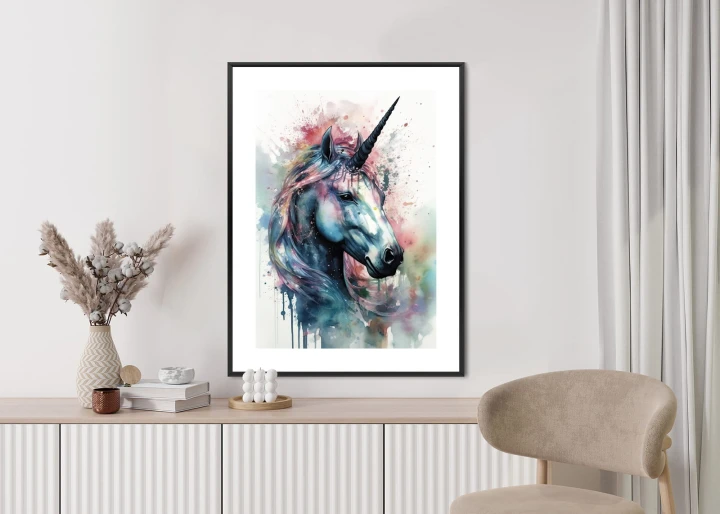 Plakat Pastelowa Akwarela Z Jednorożcem