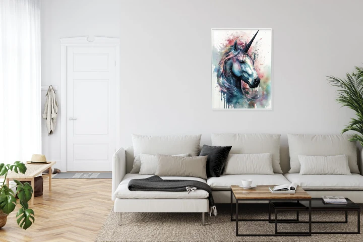 Plakat Pastelowa Akwarela Z Jednorożcem