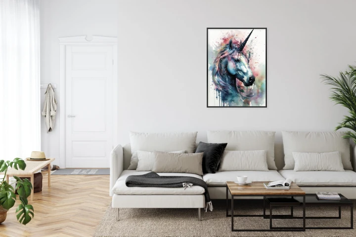 Plakat Pastelowa Akwarela Z Jednorożcem