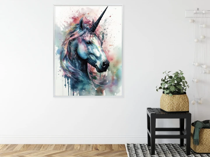 Plakat Pastelowa Akwarela Z Jednorożcem