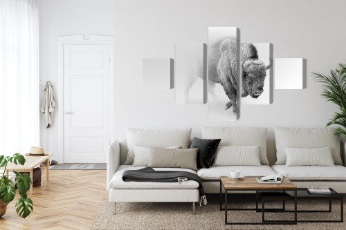 Obraz Wieloczęściowy Żubr We Mgle 3D