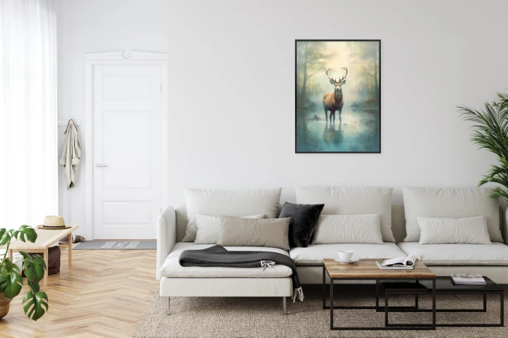 Plakat Spokojny I Pełen Wdzięku Stojący Jeleń