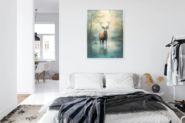Plakat Spokojny I Pełen Wdzięku Stojący Jeleń