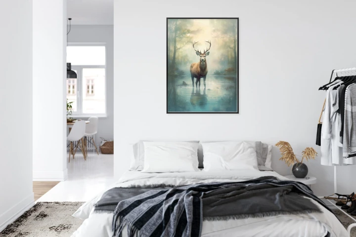 Plakat Spokojny I Pełen Wdzięku Stojący Jeleń