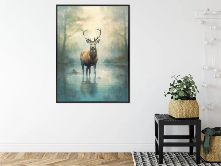 Plakat Spokojny I Pełen Wdzięku Stojący Jeleń