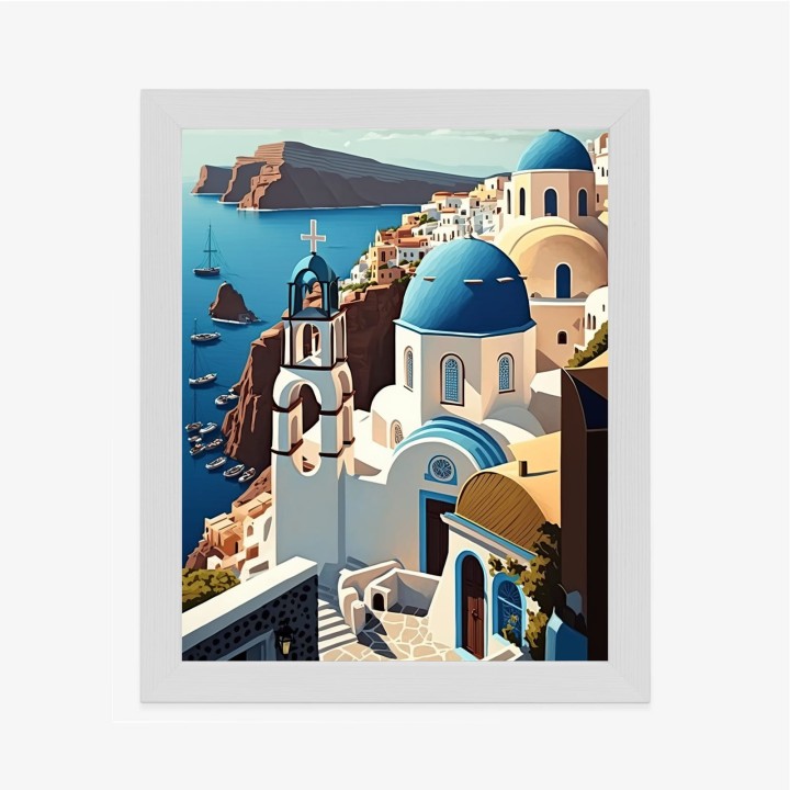Plakat Architektura Santorini Z Widokiem Na Morze Egejskie