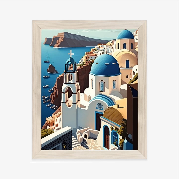 Plakat Architektura Santorini Z Widokiem Na Morze Egejskie