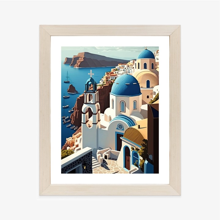 Plakat Architektura Santorini Z Widokiem Na Morze Egejskie