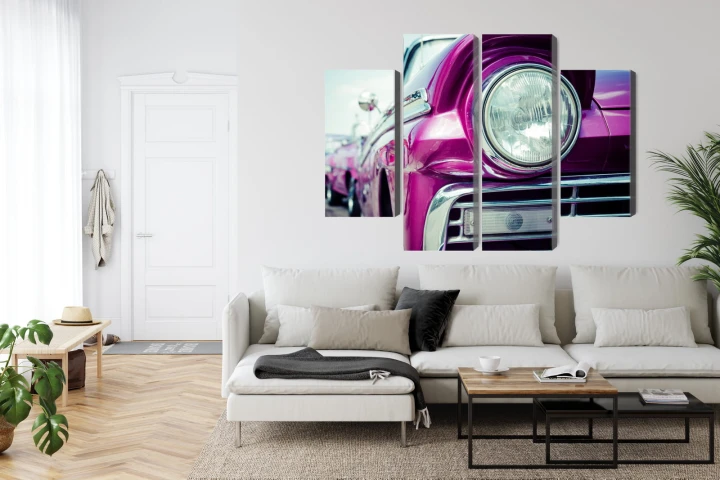 Obraz Wieloczęściowy Reflektor Samochodowy W Stylu Retro Na Kubie