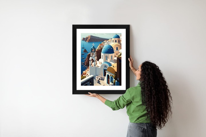 Plakat Architektura Santorini Z Widokiem Na Morze Egejskie
