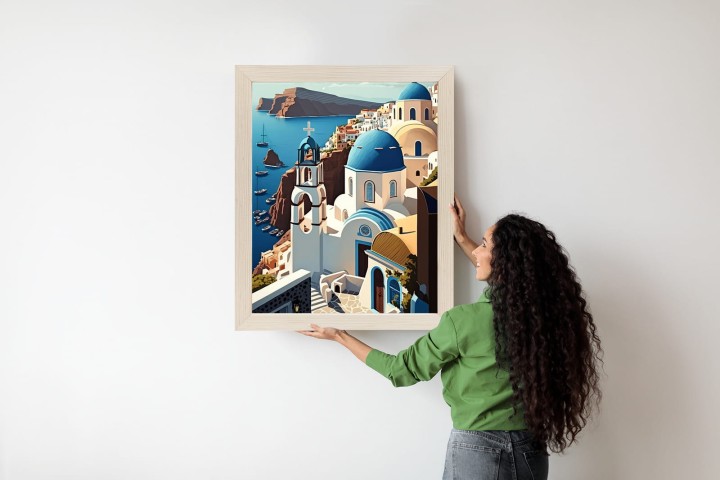 Plakat Architektura Santorini Z Widokiem Na Morze Egejskie