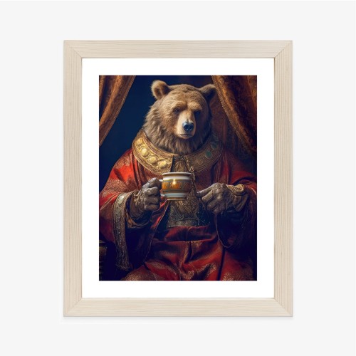 Plakat Niedźwiedź Fantasy Z Filiżanką