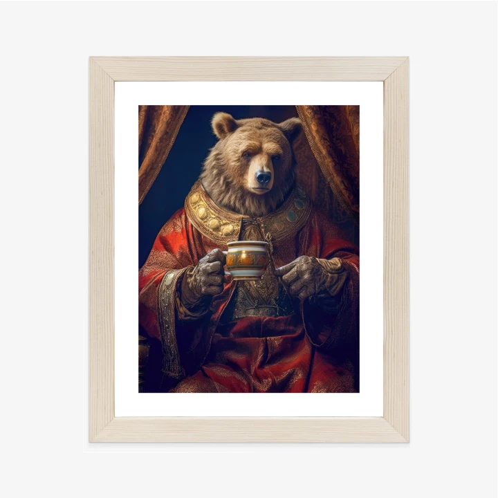 Plakat Niedźwiedź Fantasy Z Filiżanką