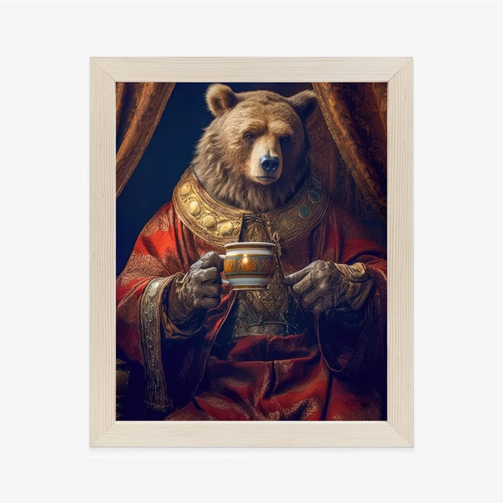 Plakat Niedźwiedź Fantasy Z Filiżanką