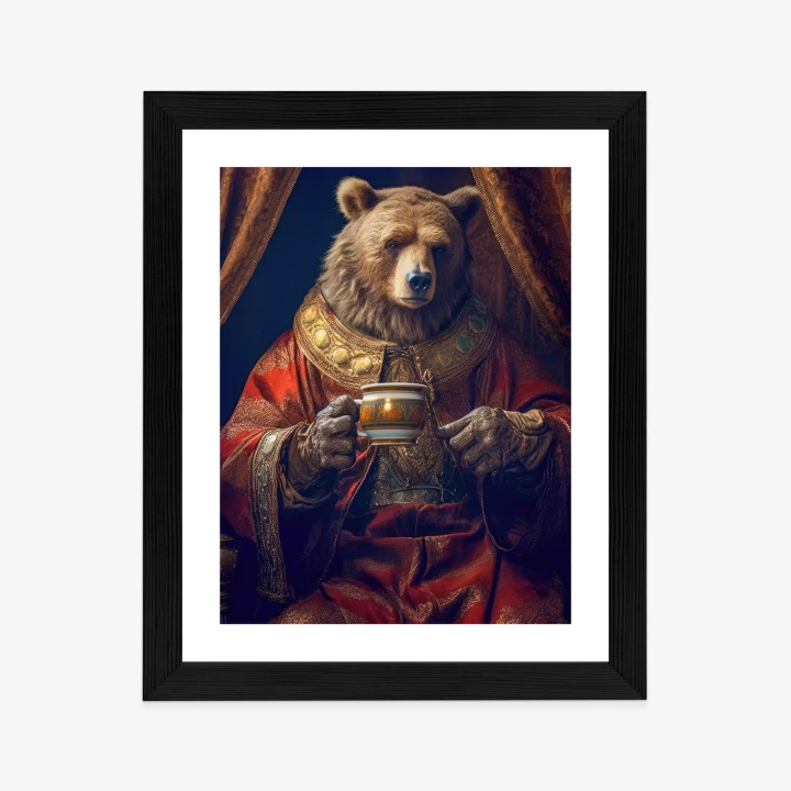 Plakat Niedźwiedź Fantasy Z Filiżanką