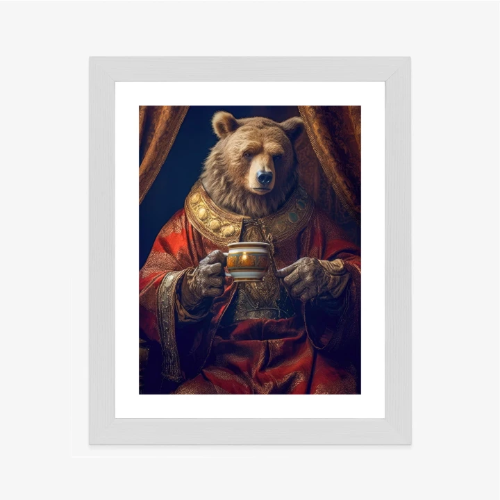 Plakat Niedźwiedź Fantasy Z Filiżanką