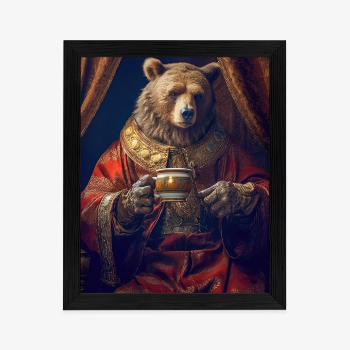 Plakat Niedźwiedź Fantasy Z Filiżanką