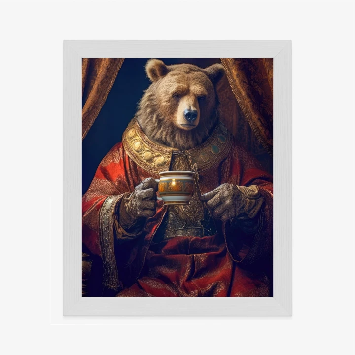 Plakat Niedźwiedź Fantasy Z Filiżanką