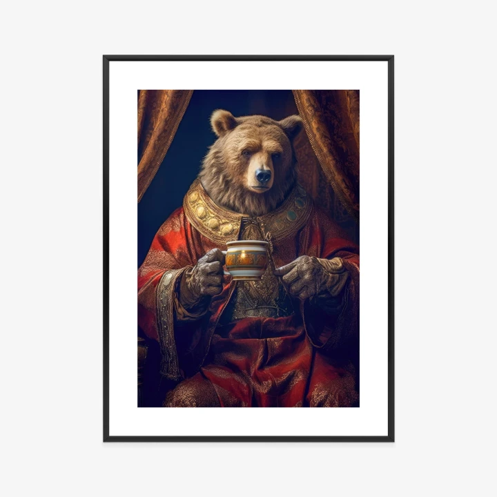 Plakat Niedźwiedź Fantasy Z Filiżanką