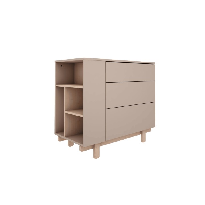 Komoda Basic trufla z regałem i trzema szufladami
