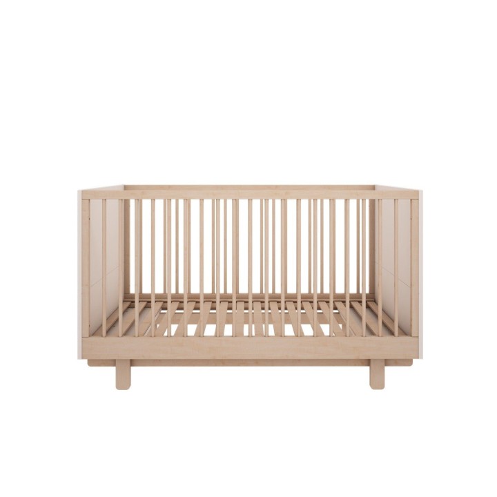 Łóżeczko tapczanik Basic białe 140x70 z drewnianymi szczebelkami