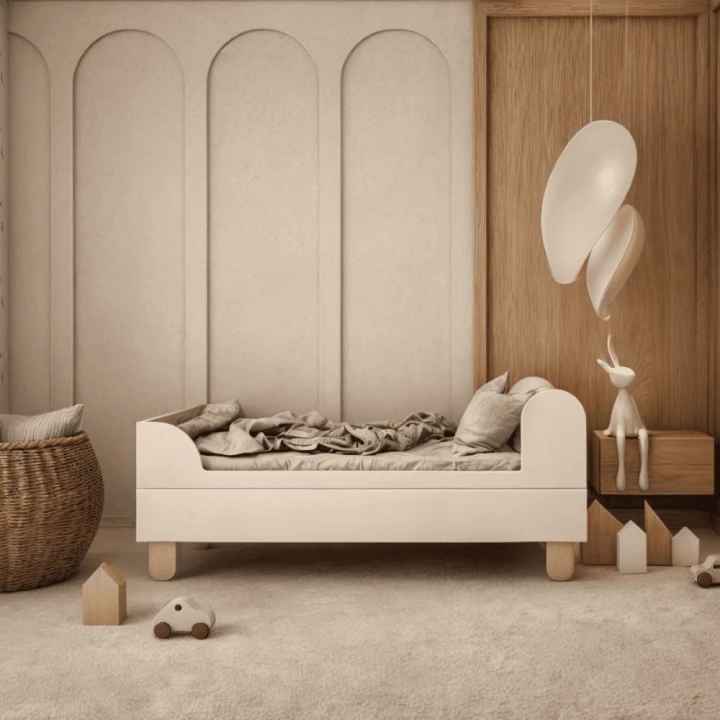 Białe łóżko dziecięce Basic 80x160 w aranżacji pokoju