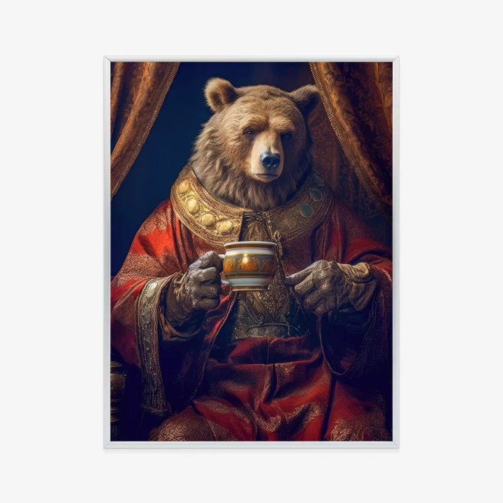Plakat Niedźwiedź Fantasy Z Filiżanką
