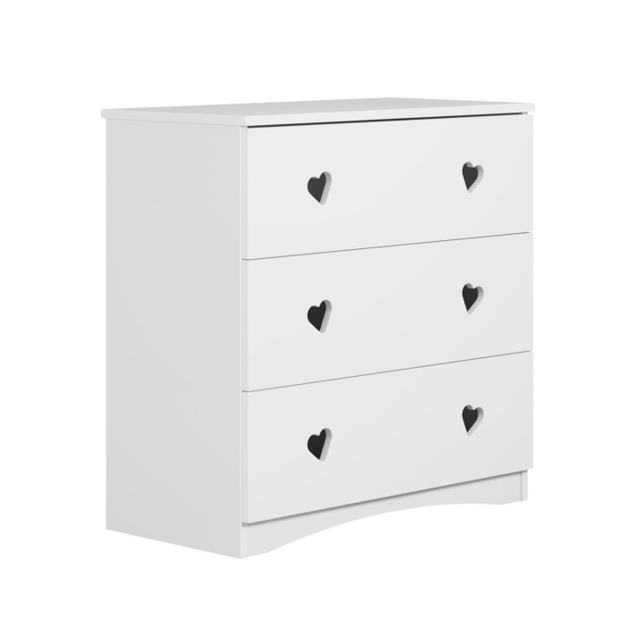 komoda Julia biała do pokoju dziecka z serduszkowymi uchwytami